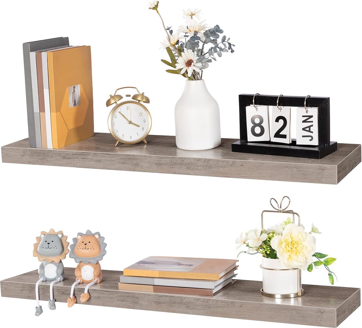 Multifunctioneel Wandrek - planken, 80 cm, Greige ,2 stuck