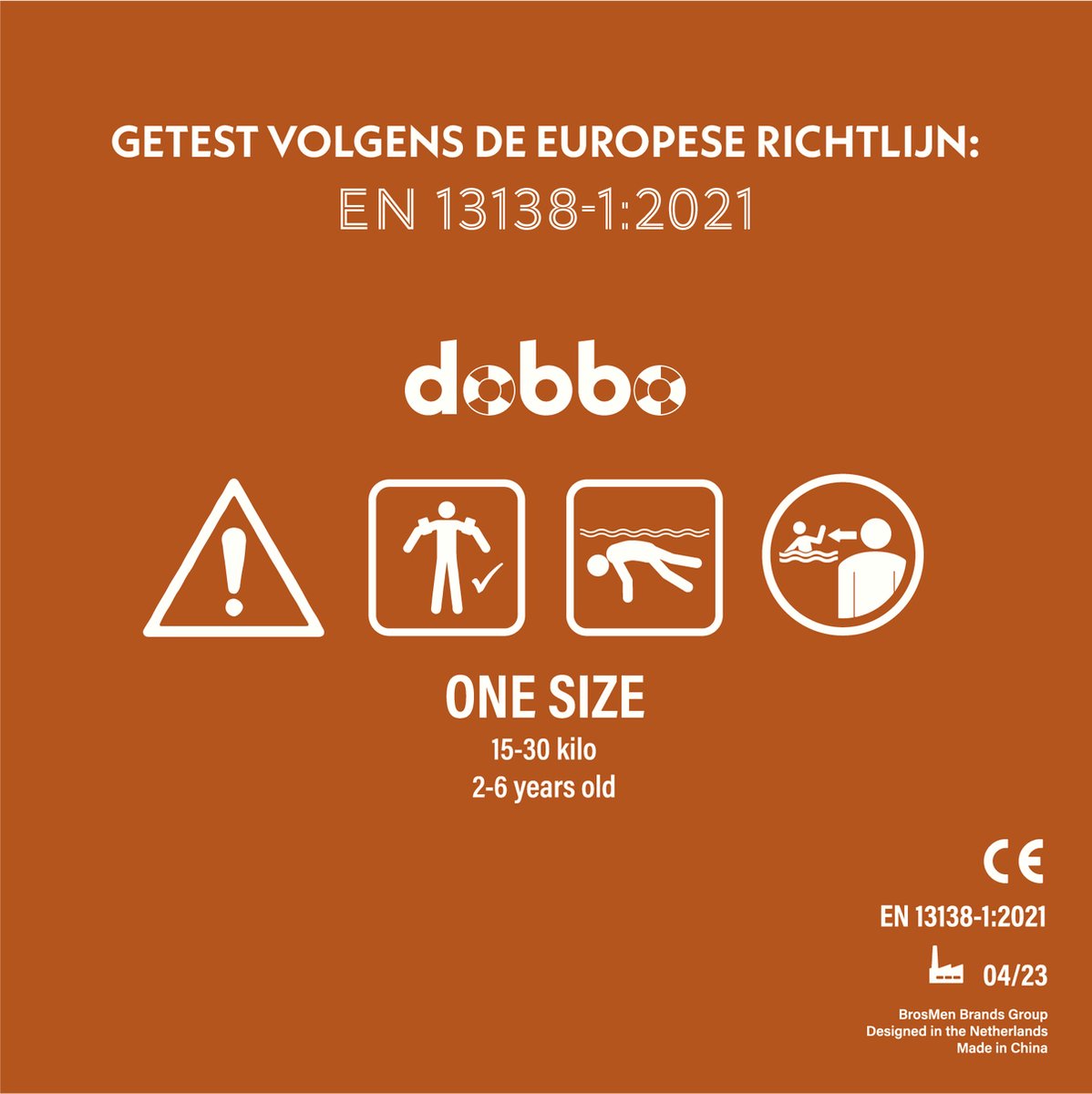 DOBBO Terra - Puddle Jumper - Zwembandjes - Zwemvest - Zwemvleugels - voor Kind van 2 tot 6 jaar - Rusty Orange — afbeelding 10