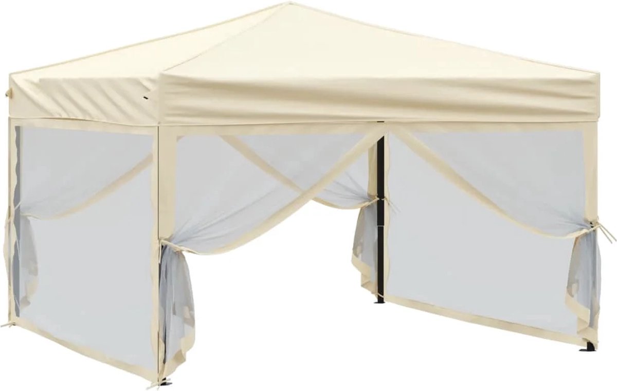 Partytent opvouwbaar - Paviljoen - 3x3 - Easy up - Waterdicht - met Zijwanden - Weerbestendig - Crème