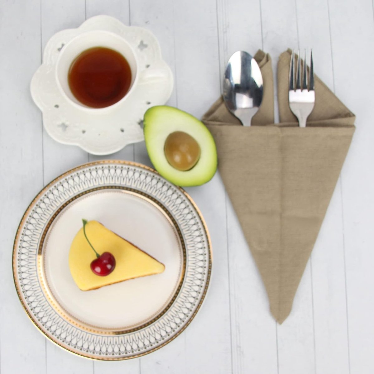 herbruikbare servetten voor bruiloft, vieringen, restaurant, banket - stoffen servetten- set van 12 (40 x 40 cm) - (kaki)