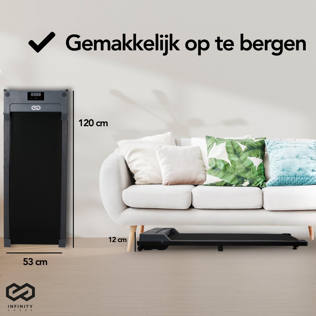 Afbeelding 3 van Infinity Goods Loopband - Wandelband - 1-6 km/u - Afstandsbediening - Bluetooth - App - Walking Pad - Antraciet