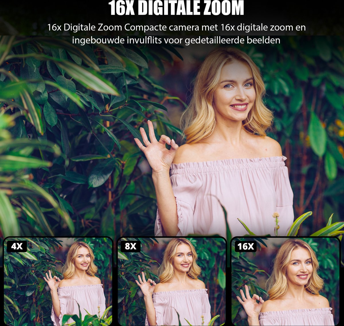K&L Digitale Camera 4K - Fototoestel - Fotocamera - Compact Camera - Vlog Camera - Voor Kinderen - Inclusief 64GB - NL Software - Roze thumbnail 2