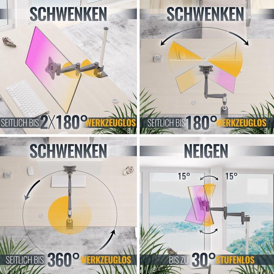 K&F Concept Cameramonitorhouder met koude schoen, 360° draaibaar en 180° kantelbare cameramontage met duimschroef 1/4 schroef, ARRI anti-twist ontwerp, koude schoenhouder voor 5 en 7 veldmonitor