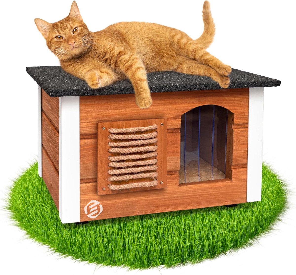 Equivera Kattenhuis Voor Buiten - Kattenhuis Buiten - Kattenhok - Kattenhuisje - Kattenvilla - Kattenhok Buiten