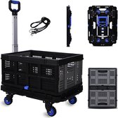 Bol.com 2-in-1 platformwagen trolley boodschappenwagentje laadvermogen 150 kg laadvermogen Opvouwbare transportwagen met 4 wiele... aanbieding