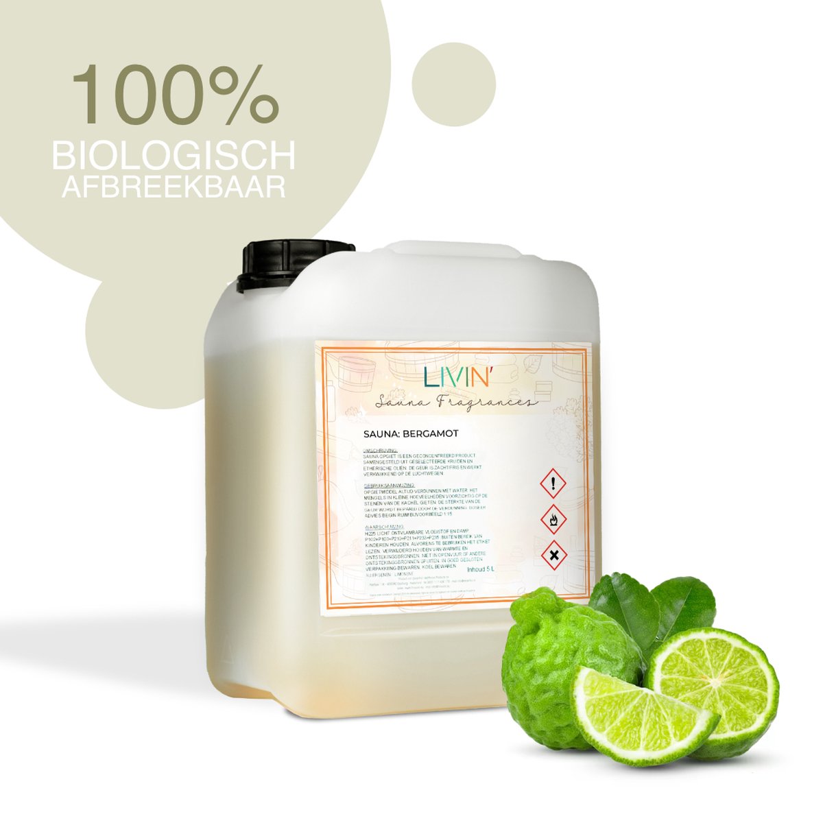 Goedkoopste LIVIN' Sauna Opgietmiddel Bergamot 5L - Sauna Geur - Sauna Opgietmiddel - Sauna Opgietconcentraat - Sauna Opgiet - Stimuleert Bloedsomloop - Duurzaam - 5L