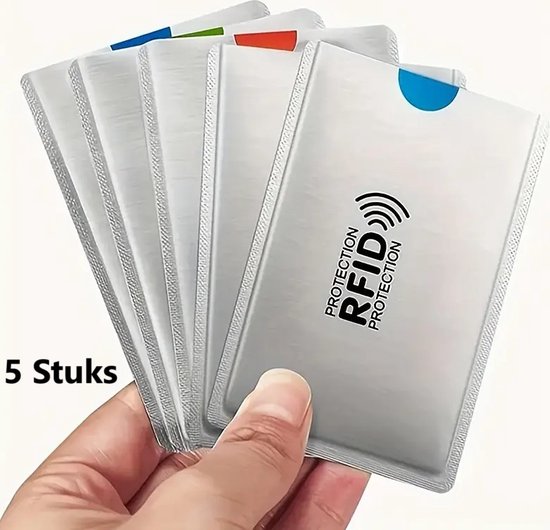 Étui pour cartes anti-écrémage I Housses anti-RFID I Couverture de carte de crédit I Bloqueur RFID I Porte-cartes de crédit I 5 pièces