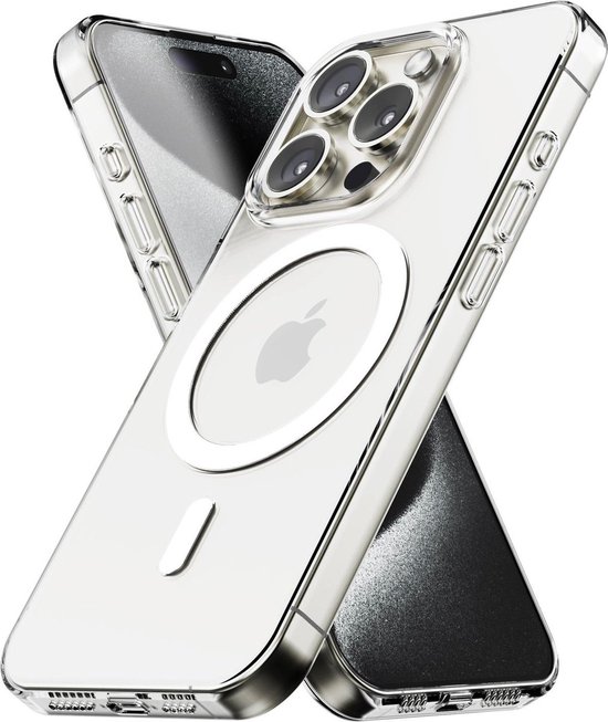Hoesje geschikt voor iPhone 15 Pro Magsafe Transparant - Magnetisch Hoesje - Doorzichtig - Case - Doorzichtig