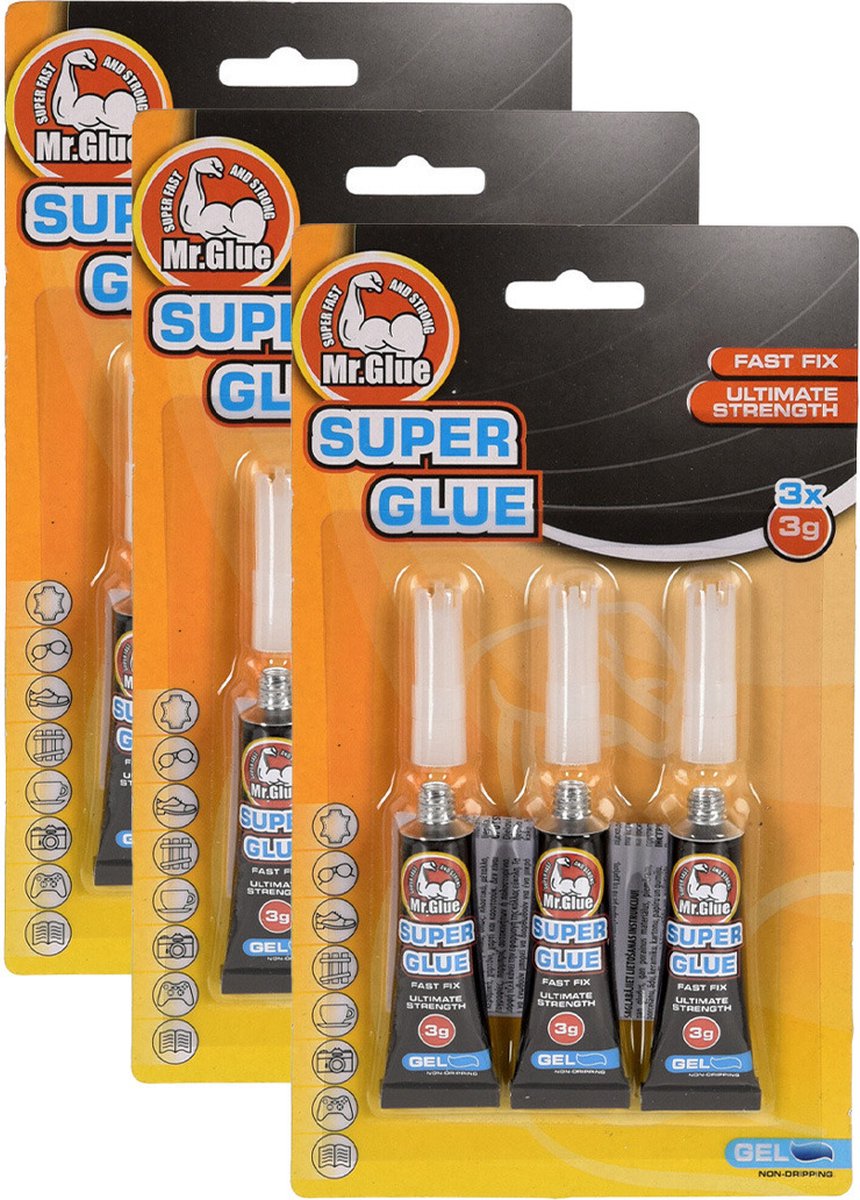 Mr.Glue Secondelijm tubes - 9x - 3 gram - hobby superlijm