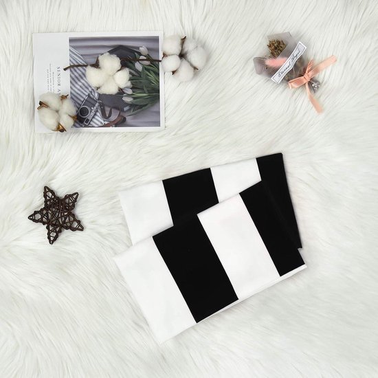 Set van 2 gestreepte kussenslopen zachte decoratieve kussenovertrekken met ritssluiting voor bank slaapkamer - 30 x 50 cm - zwart-wit kussensloop 30x50