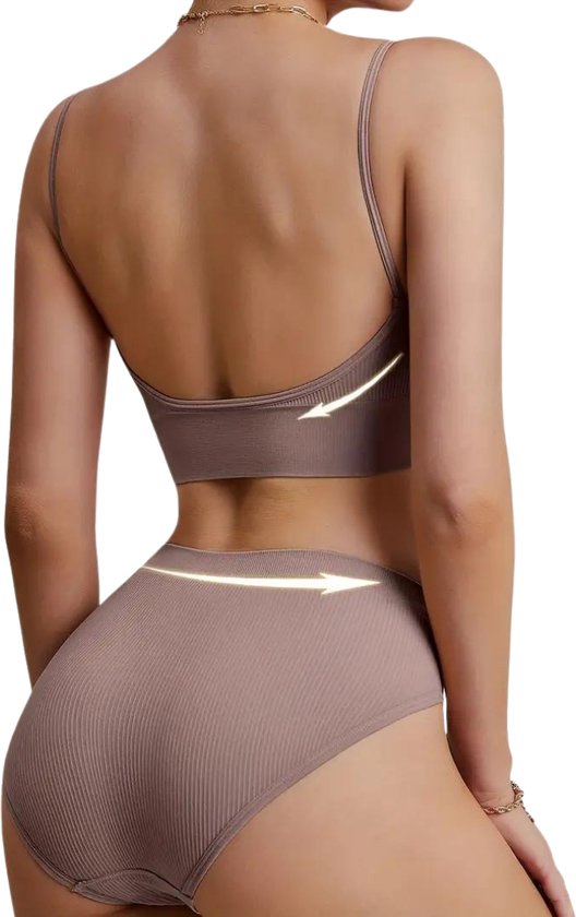 Set de Lingerie Livano sans armatures - Sans Bracelets - Soutiens-gorge -gorge Push -up - Soutien-gorge Comfort - Confortable - BH - Violet - Taille S