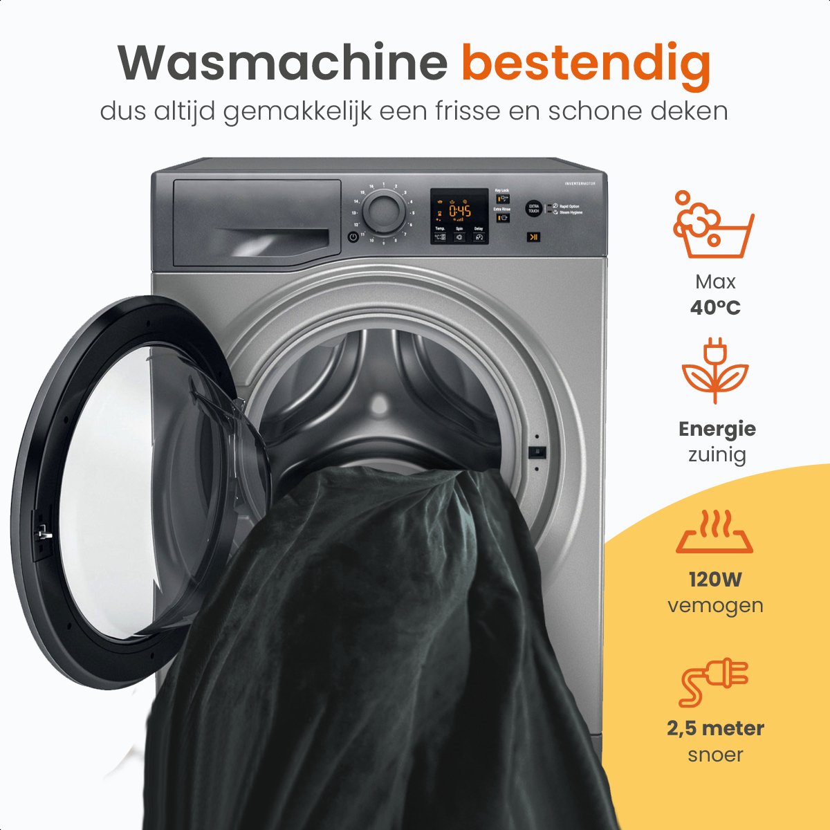 Afbeelding 2 van Goliving Elektrische Fleece Plaid - Warmtedeken - Verwarmende Fleecedeken - Elektrische Deken - 3 Warmtestanden - Machinewasbaar - 120 Watt - 2.5 Meter Snoer - Sherpa Flanel - 160 x 120 cm - Donkergrijs
