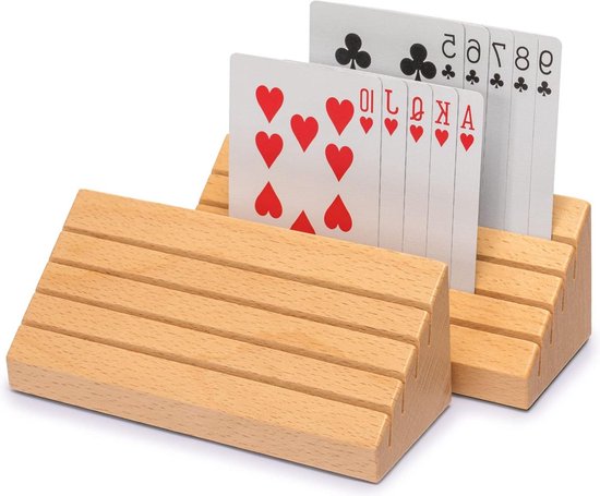 Porte-cartes de Play en hêtre Solid de taille Standard – Set de 2 – Rangement pour sièges-auto de cartes avec mots de flux : porte-cartes, cartes de jeu. porte-cartes