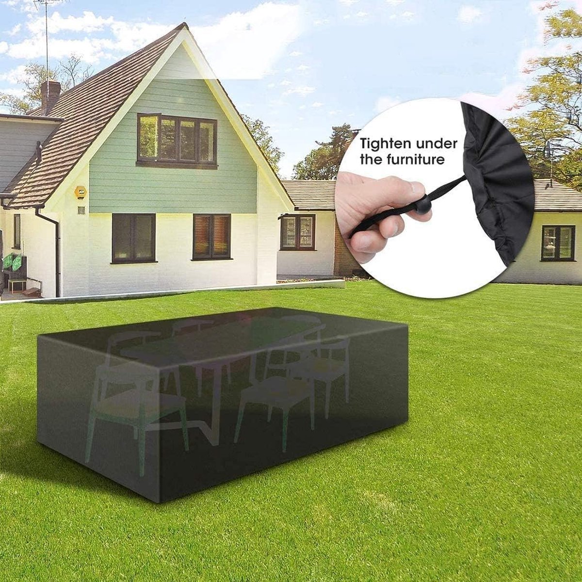 Luvetrex ® Hoogwaardige Weerbestendige Beschermhoes voor Tuinmeubelen met Ventilatiesleuven en Klikbanden