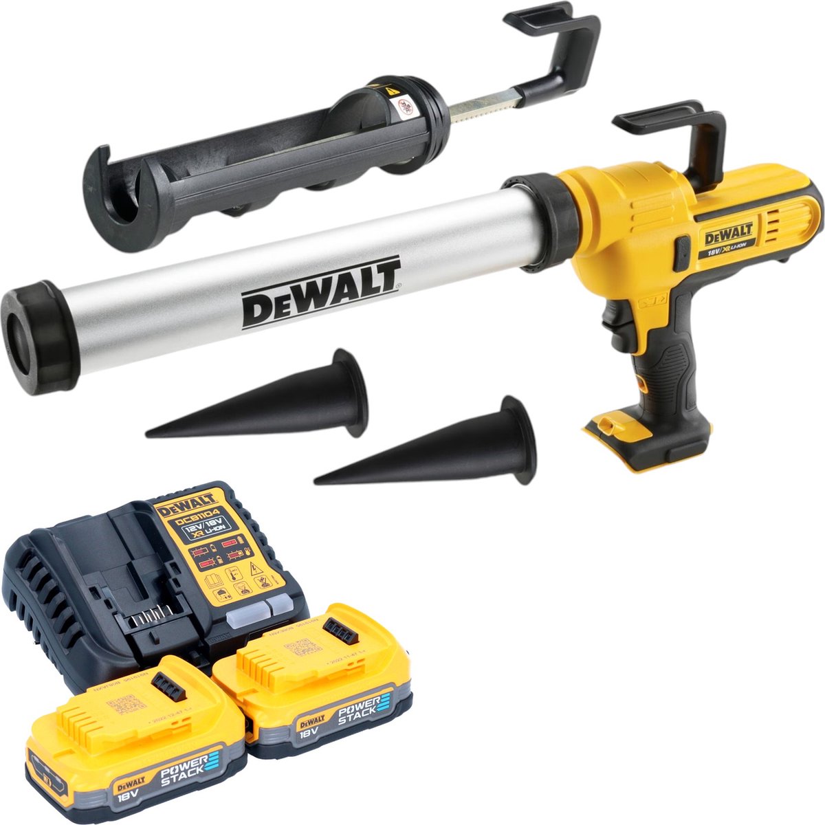 DeWalt DCE 581 E2K accukitpistool 18 V 310 ml + 2x Powerstack accu 1,7 Ah + lader + koffer