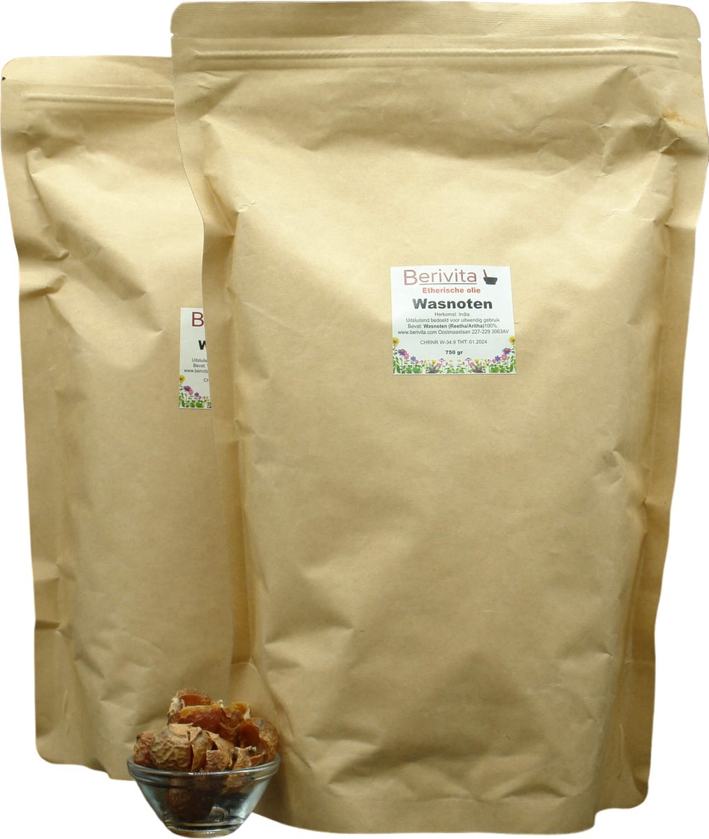 Goedkoopste Wasnoten 3kg met 4 Waszakjes - Zeepnoten - Natuurlijk Wassen - 4x750gr