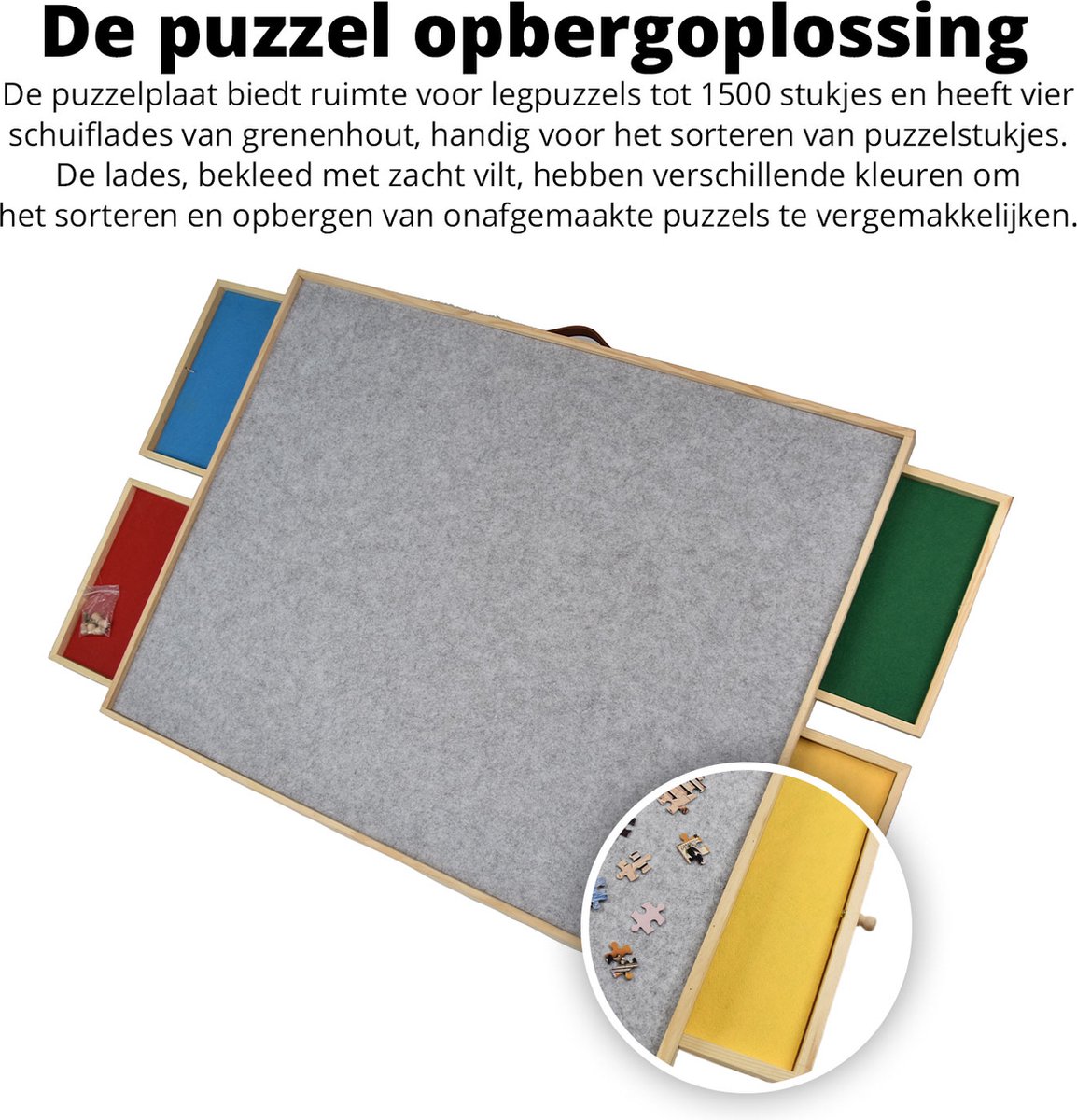 1000/1500 Stuks Vilten Puzzelbord Met 6 Lades, Kantelbare