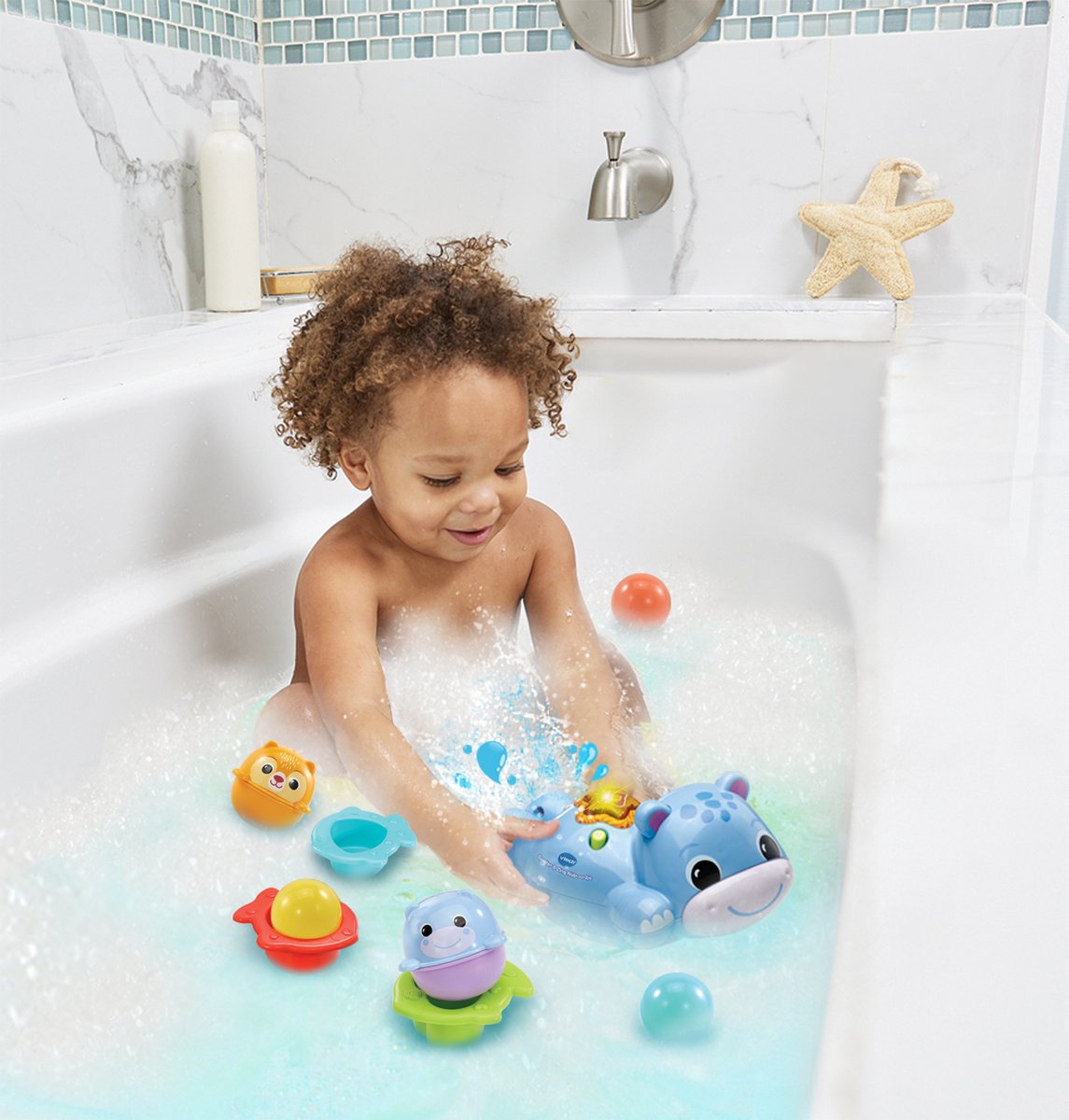 VTech Spetter & Zing Nijlpaardje - Badspeelgoed - Inclusief 8 badspeeltjes - Speelgoed 1 tot 6 jaar — afbeelding 3