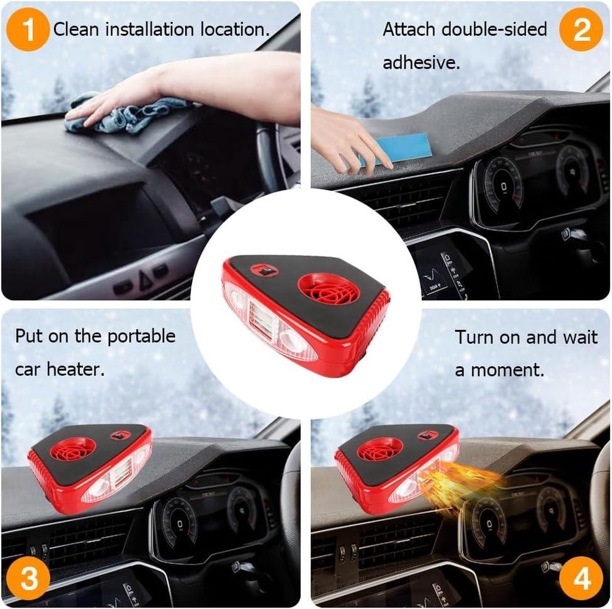 Ventilateur/chauffage De Voiture 12V 150W – Rotatif 360°, Portable, Pour Dégivrage Et Rafraîchissement