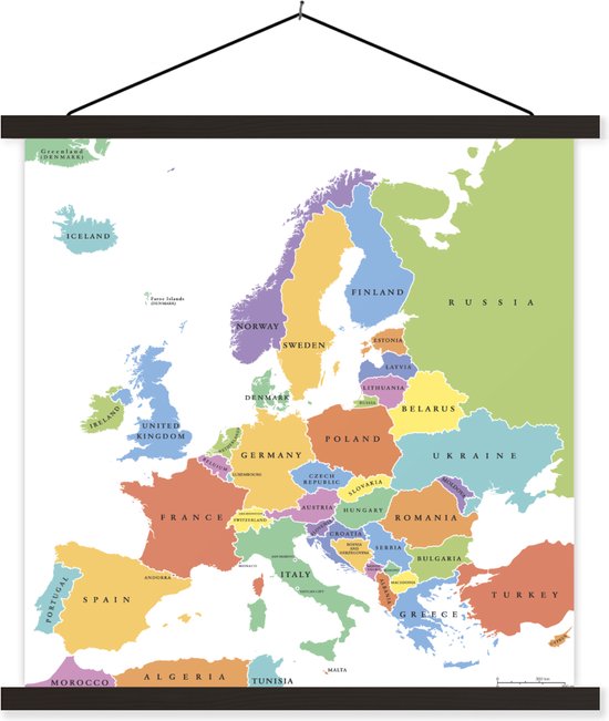 Affiche scolaire - Europe - Carte - Simple - 90x90 cm - Lattes noires
