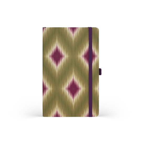 Carnet Castelli Milano A5 Ikat - Olive Bourgogne - contenu avec des lignes - 130x210 mm - Made in Italy