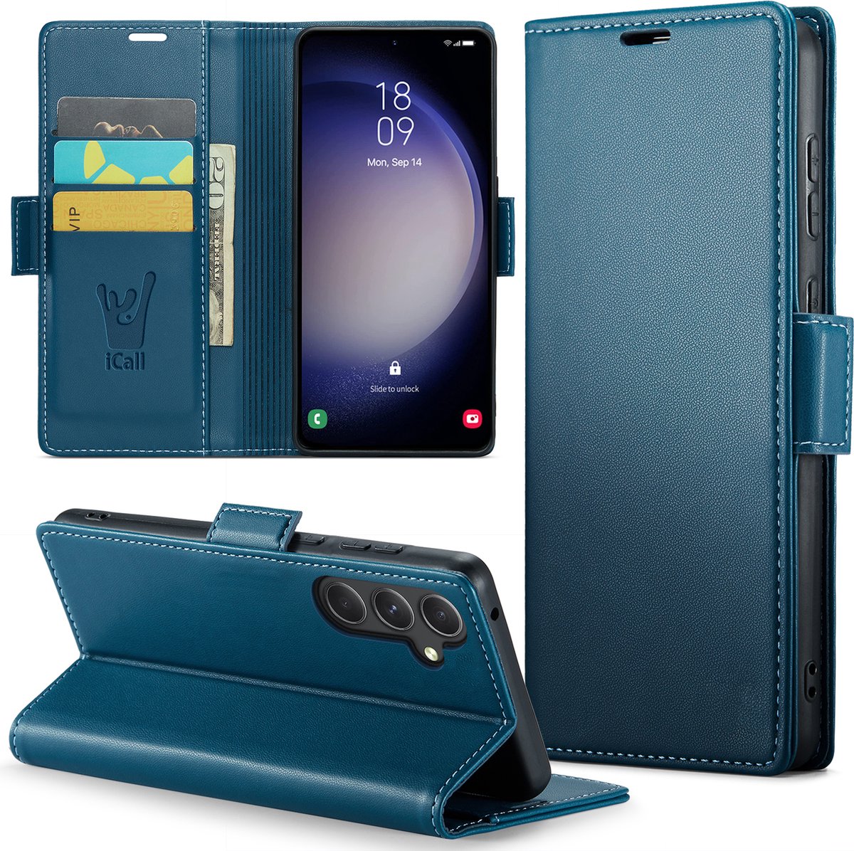 Hoesje geschikt voor Samsung Galaxy A35 - HyperCase Book Cover Kunstleer Blauw