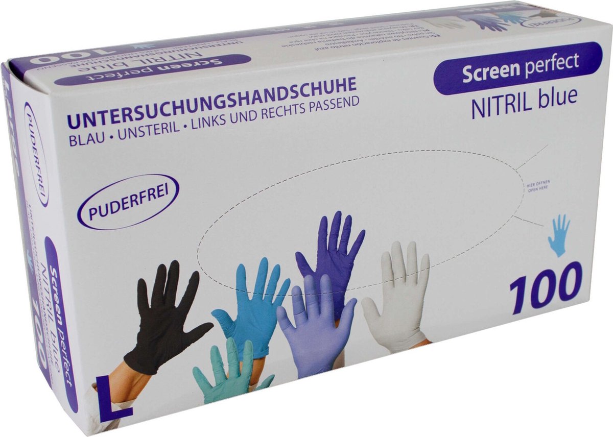 Handschoen ScreenPerfect Nitril blauw maat L