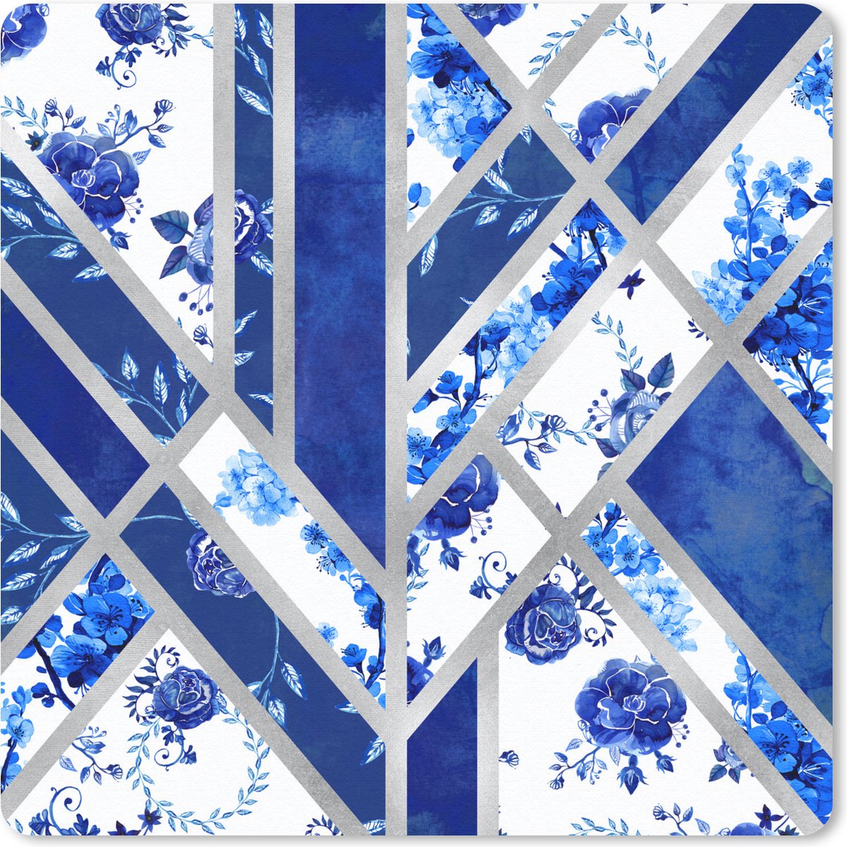 Muismat 20x20 cm - Mousepad Delfts blauw - Patroon - Abstract - Muismatten