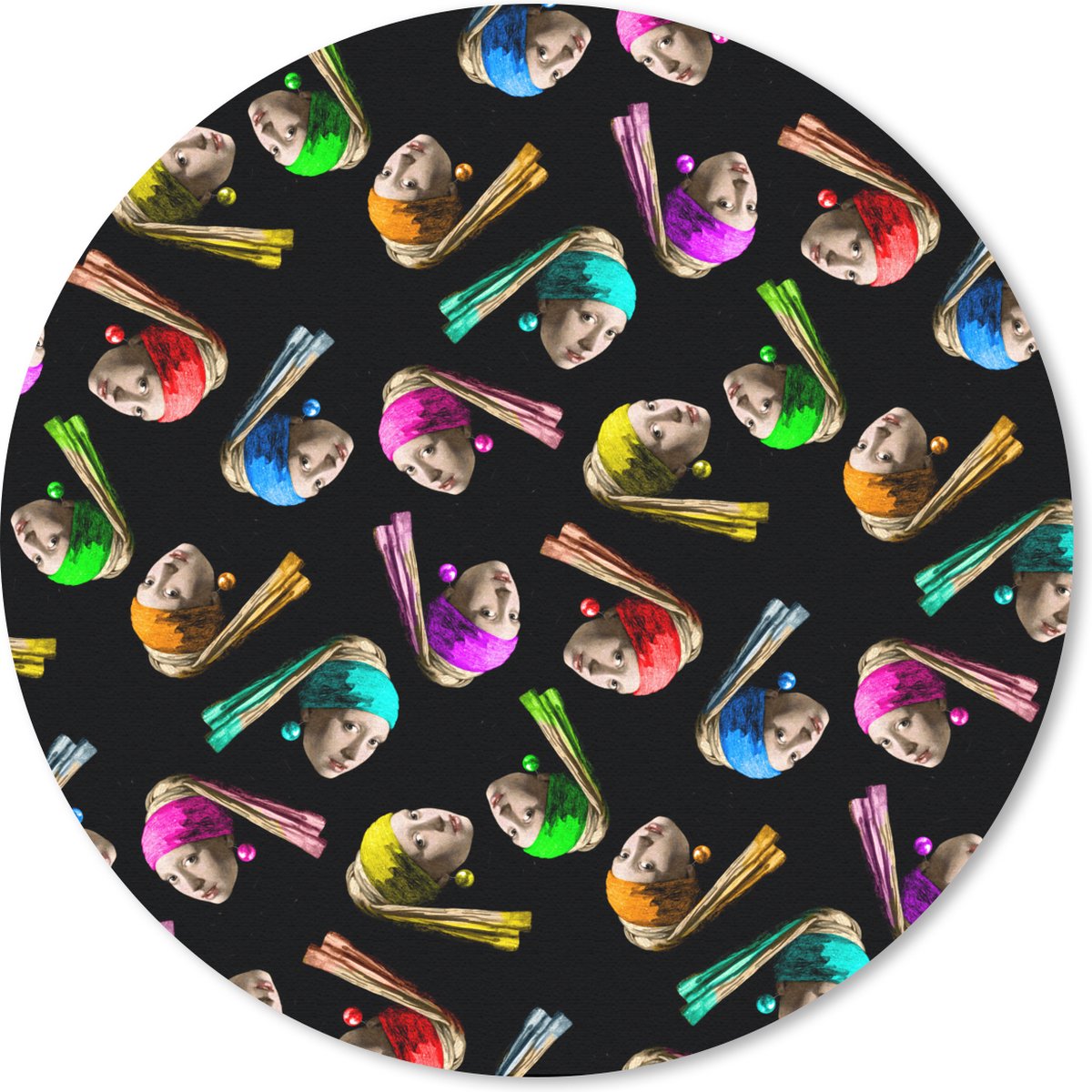 Muismat rond 20x20 cm - Mousepad Meisje met de parel - Patronen - Vermeer - Ronde muismatten