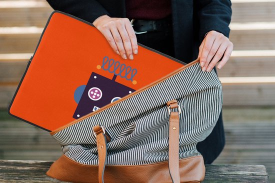 Housse pour ordinateur portable 15,6 pouces - Robot - Rouge - Visage - Formes - Garçons - Kids - Dimensions intérieures 39,5 x 29,5 cm - Dos noir