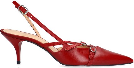 Sacha - Femme - Escarpins à bride arrière en cuir rouge avec boucles - Taille 41