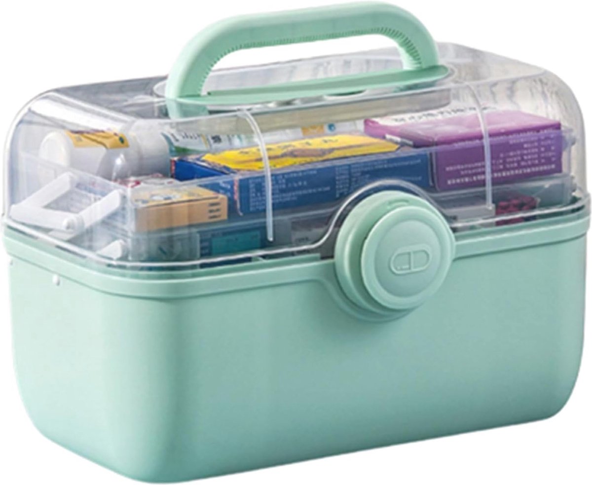Goedkoopste Medicijnenopbergdoos met 3 verdiepingen en opvouwbaar dienblad - multifunctionele organizer voor medicijnen, sieraden en cosmetica