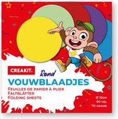 CREAKIT. Vouwblaadjes Rond – ø15 cm – Knutselen voor Kinderen en Volwassenen – 90 vellen – Tekenpapier – Knutselpapier – 5 verschillende kleuren – Origami Papier