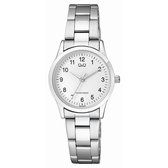 Q&Q C09A-003PY - Horloge - Analoog - Vrouwen - Dames - Stalen band - Rond - Metaal - Cijfers - Zilverkleurig - Wit