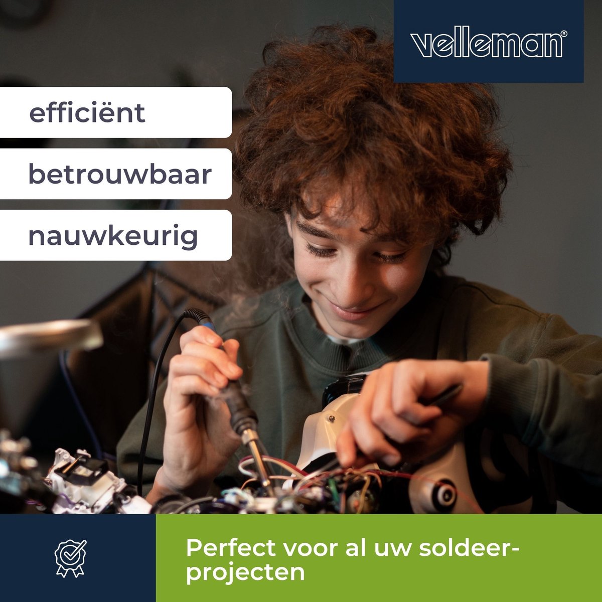 Velleman Soldeerstation set 40–48 W met LED-indicator, instelbare temperatuur 150–480 °C, inclusief accessoires, ideaal voor professionals en DIY – foto 7