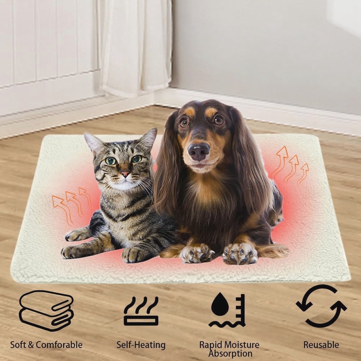 Zelfverwarmende Deken voor Honden en Katten - Extra Warm, Pluizig en Zacht, Thermische Huisdierdeken