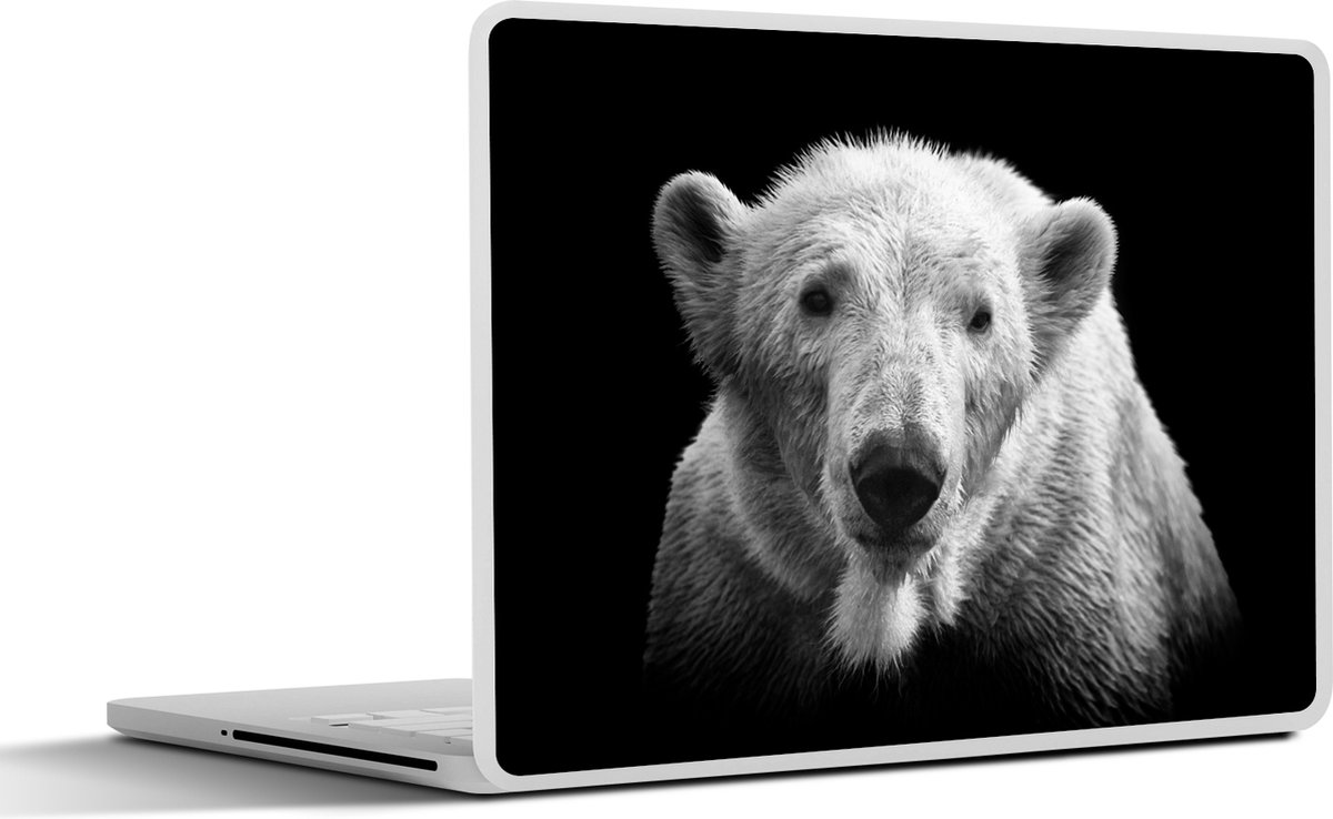 Laptop sticker - 13.3 inch - IJsbeer - Dier - Zwart - Wit - 31x22,5cm - Laptopstickers - Laptop skin - Cover