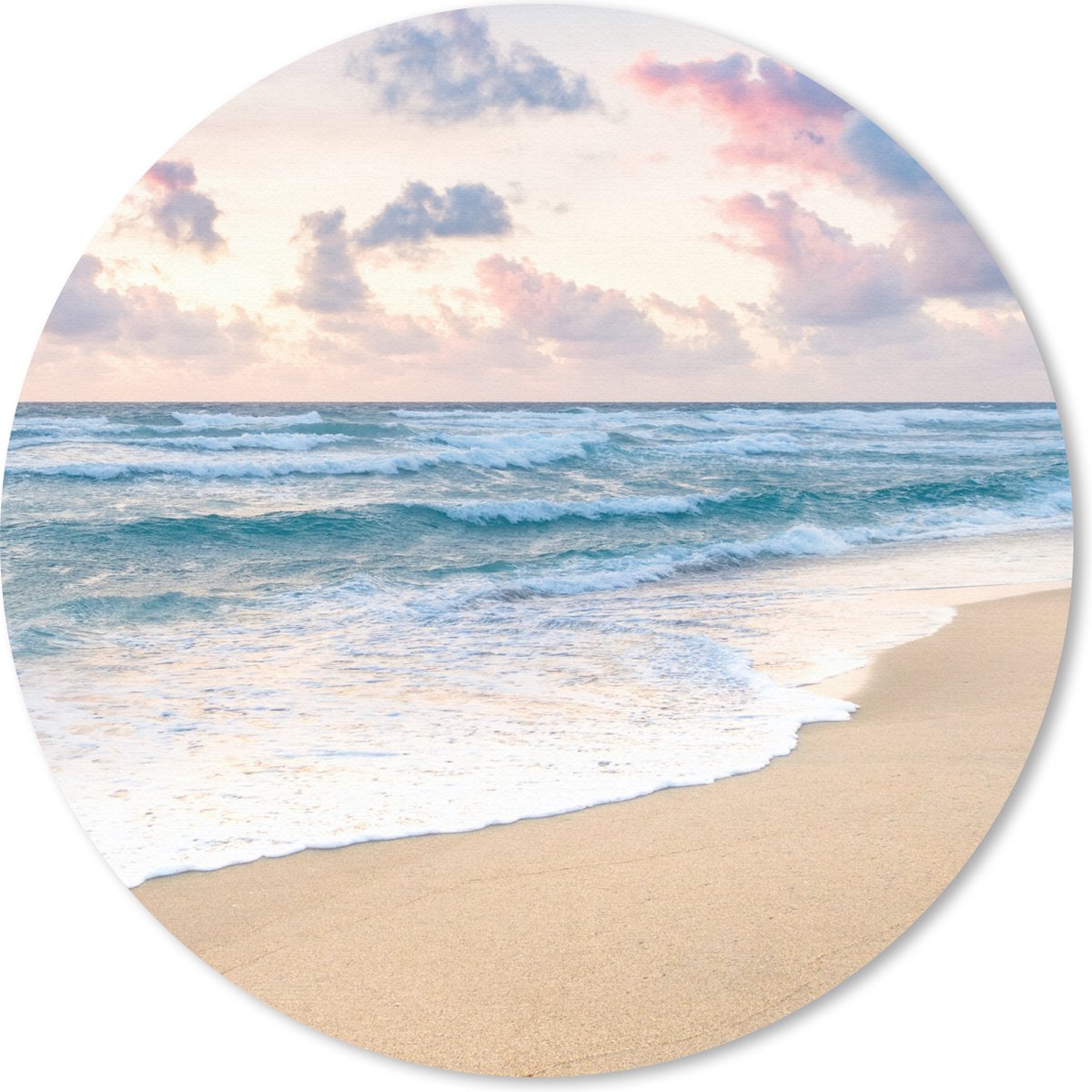 Muismat rond 50x50 cm - Mousepad Strand - Wolken - Pastel - Ronde muismatten