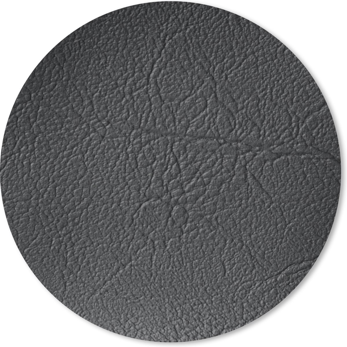 Muismat rond 50x50 cm - Mousepad Leer - Lederlook - Industrieel - Zwart - Ronde muismatten