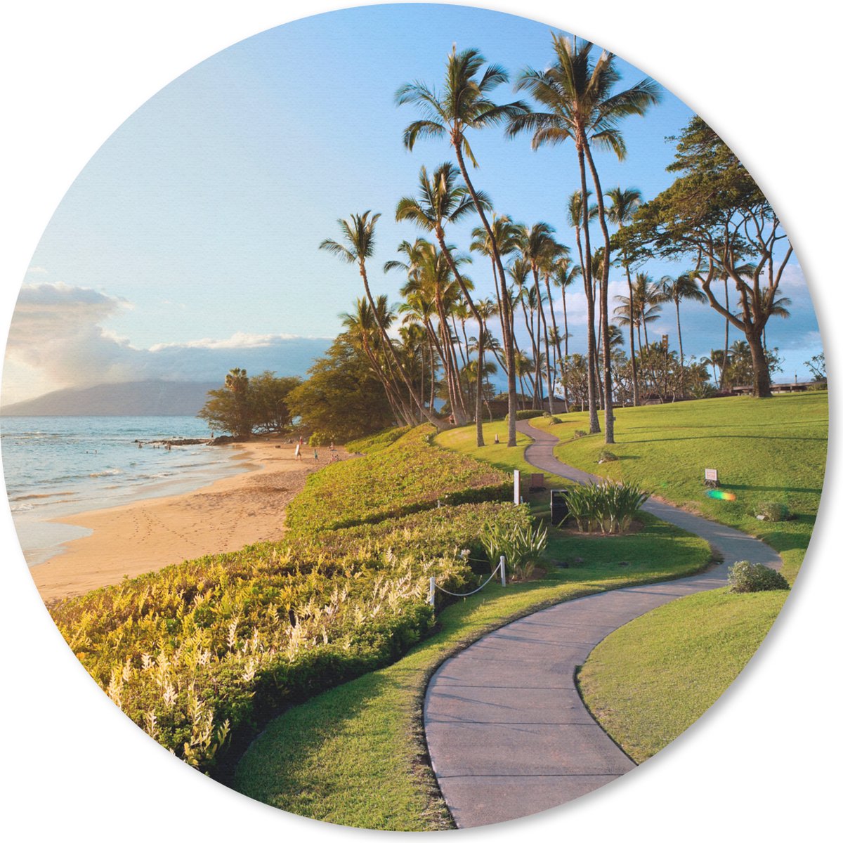 Muismat rond 50x50 cm - Mousepad Strand - Pad - Palmbomen - Ronde muismatten