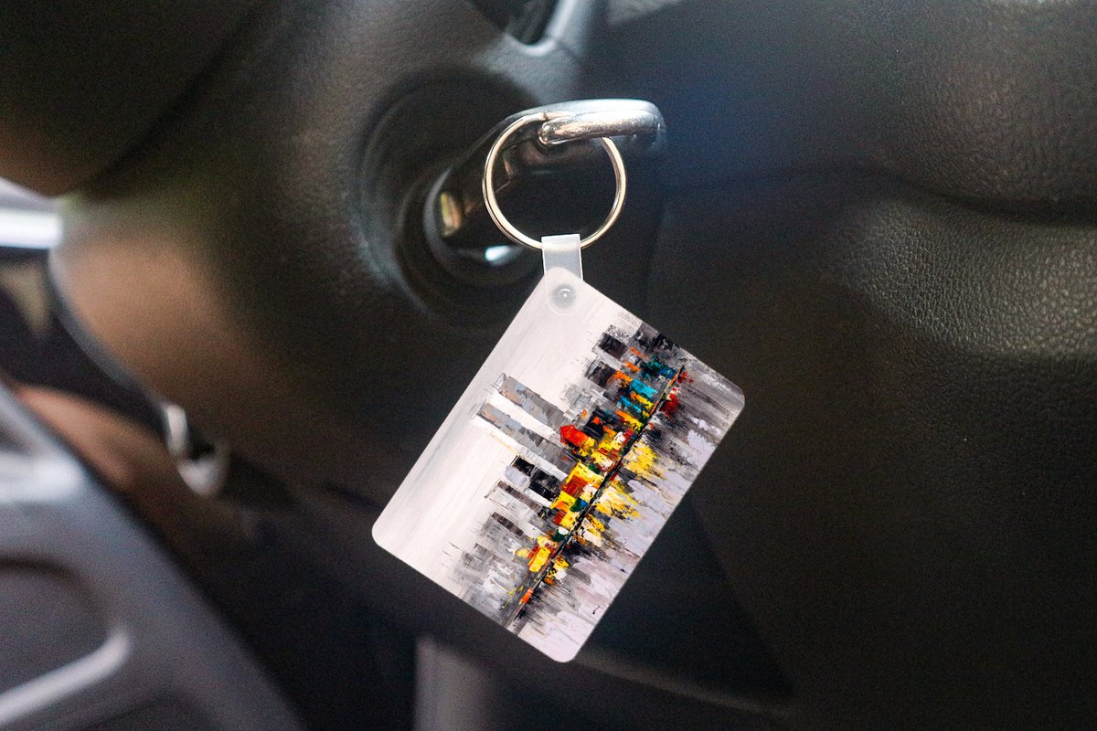 Sleutelhanger - Schilderij - Skyline - Kleuren - Olieverf - Uitdeelcadeautjes - Plastic