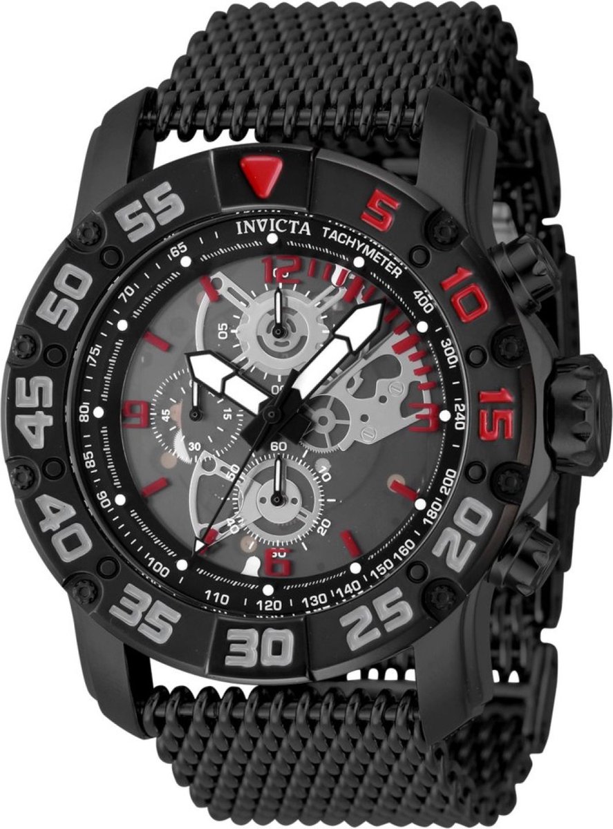 Invicta Racing - JM Limited Edition 48056 Heren Horloge - Waterdicht - Analoog - Quartz Uurwerk - Roestvrij Staal met zwarte Wijzerplaat - 48mm