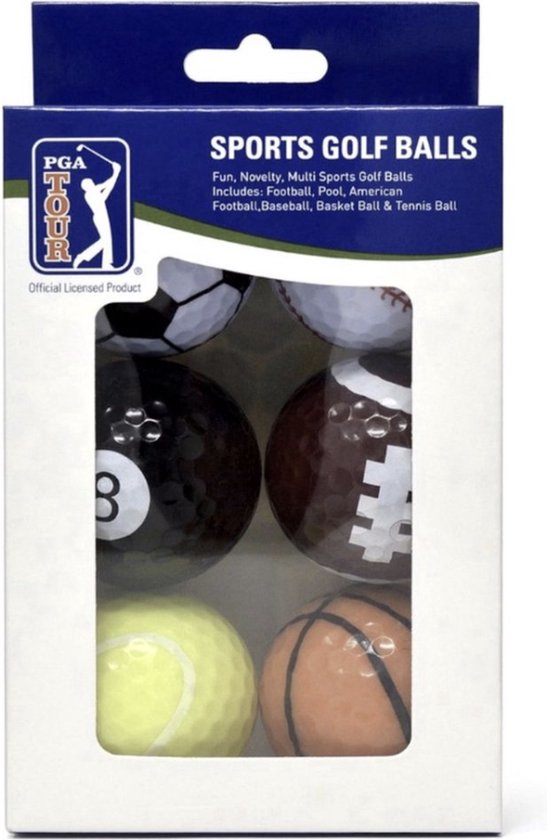 Unieke Fun Sport golfballen (set van 6), meerkleurig