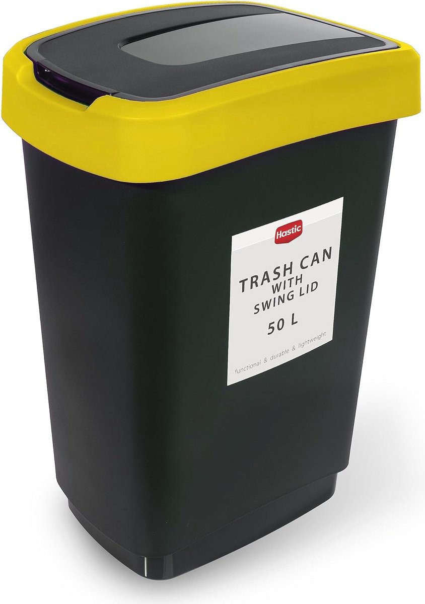 Goedkoopste Vuilnisemmer met Kanteldeksel - 50 Liter, Kunststof Afvalcontainer - Hygiënische Oplossing voor Thuis, Kantoor en Openbare Ruimtes