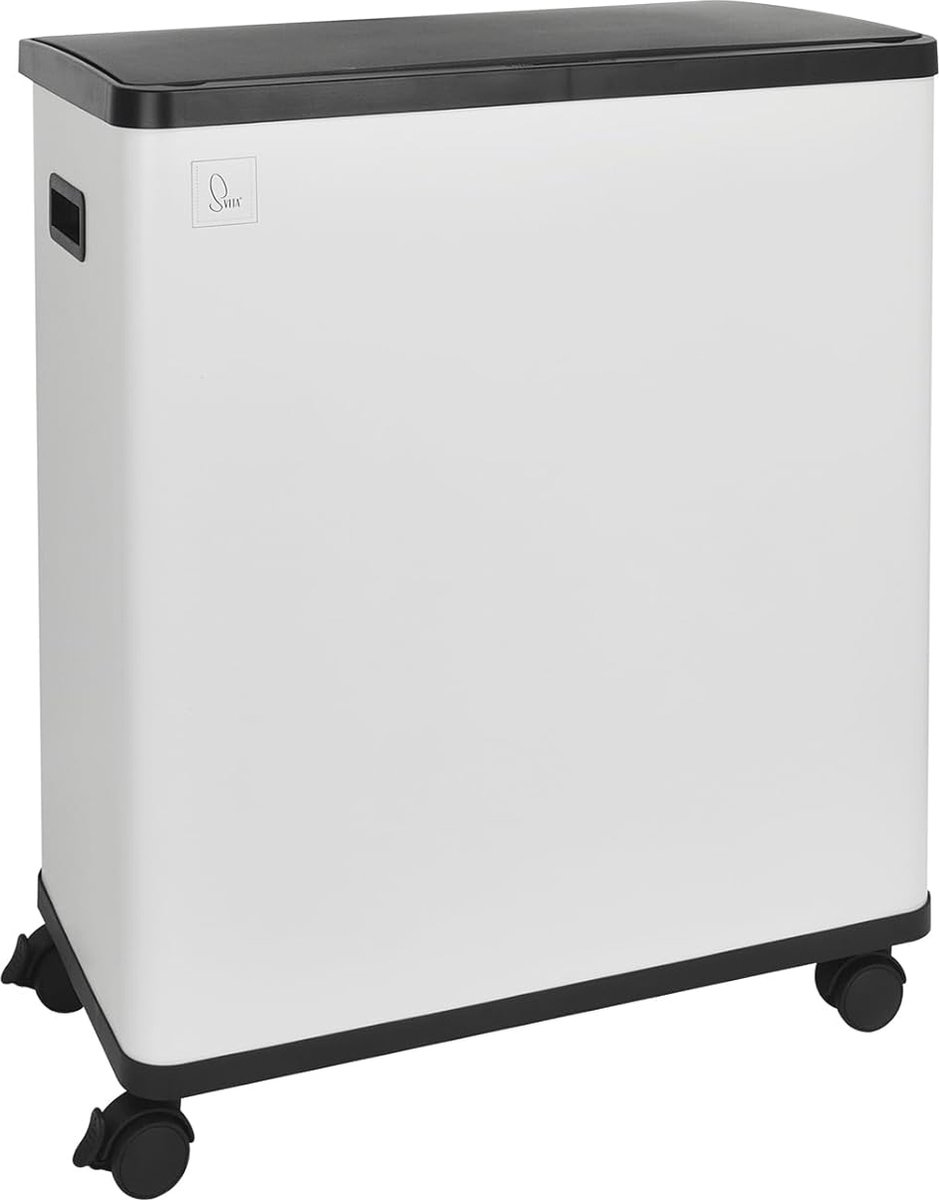 Goedkoopste Sensorafvalemmer met 2 Vakken - 60 Liter Vrijstaand - Automatisch met Wielen - Wit