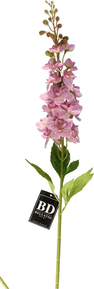 Bellatio Design Kunstbloem bloesemtak ridderspoor - 87 cm - roze - kunst zijdebloemen