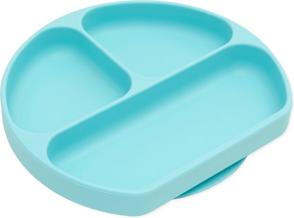 Bumkins - Silicone Grip Dish | Siliconen Vakjesbord met Zuignap (3 vaks) - Blue