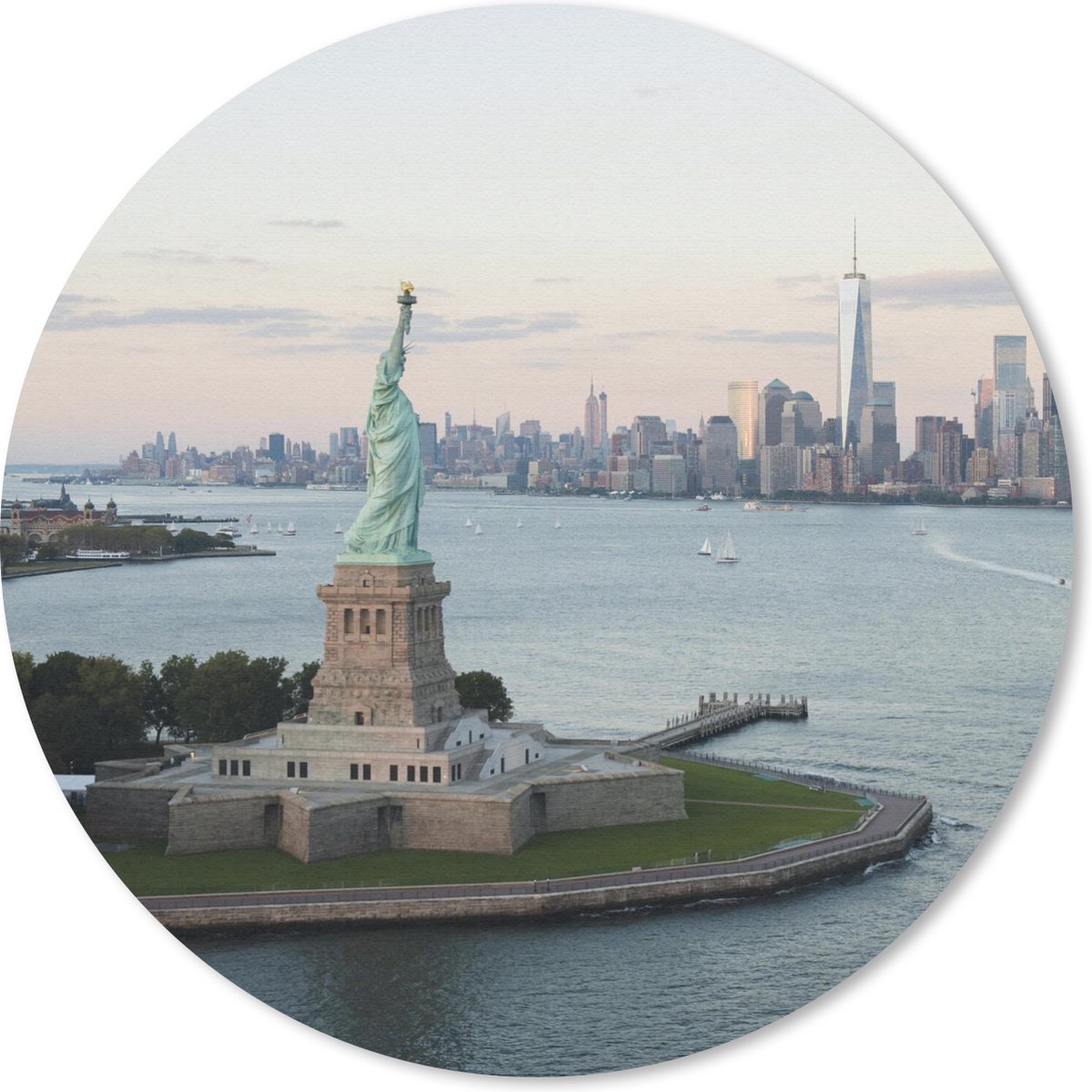 Muismat rond 30x30 cm - Mousepad New York - Vrijheidsbeeld - Amerika - Ronde muismatten