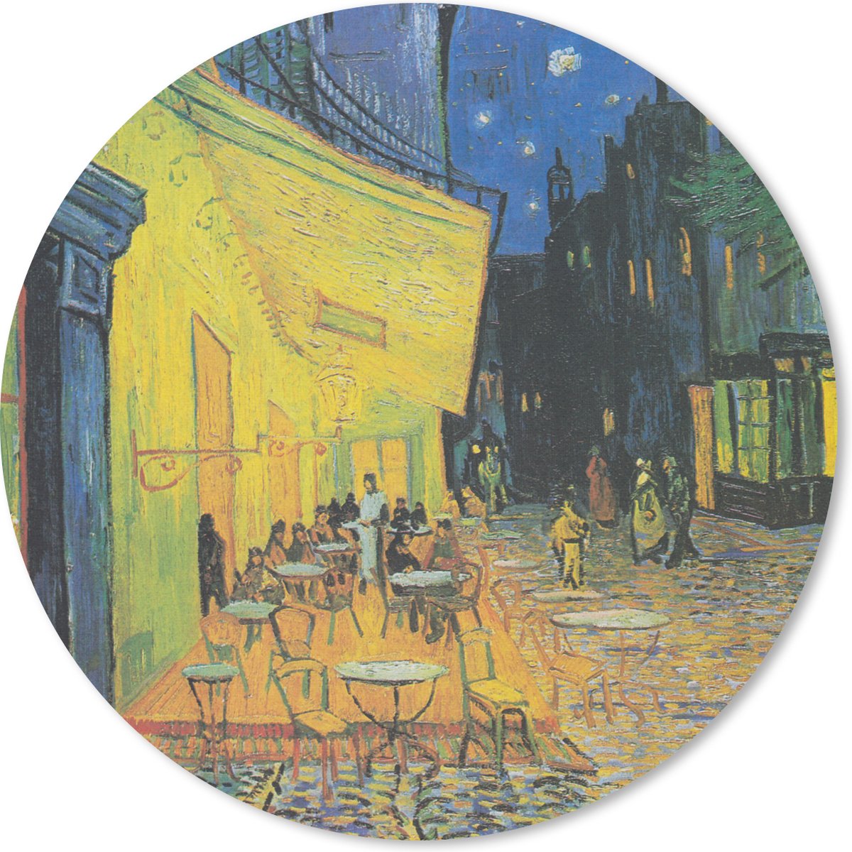 Muismat rond 20x20 cm - Mousepad Caféterras bij nacht - Vincent van Gogh - Ronde muismatten