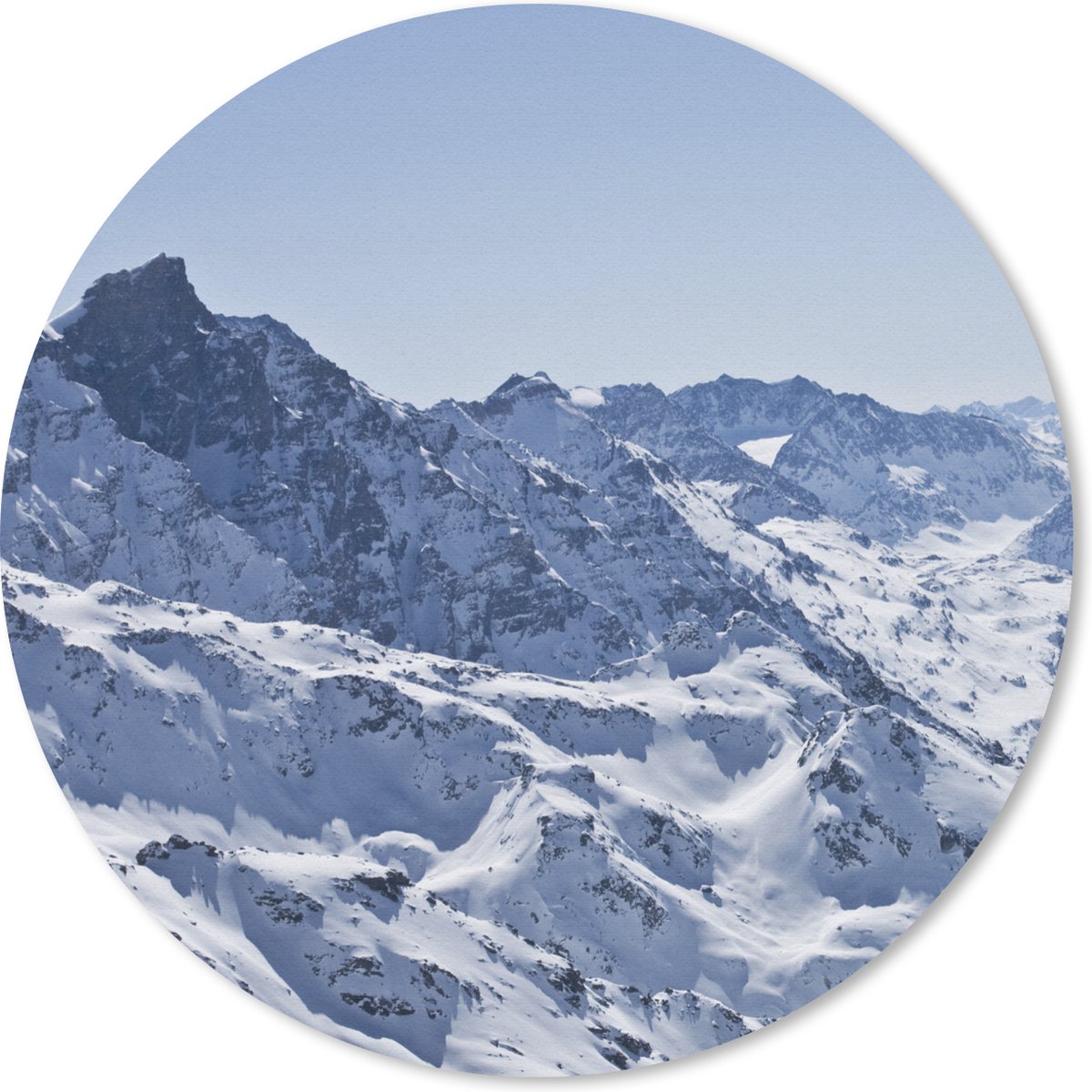 Muismat rond 20x20 cm - Mousepad Alpen - Berg - Sneeuw - Ronde muismatten